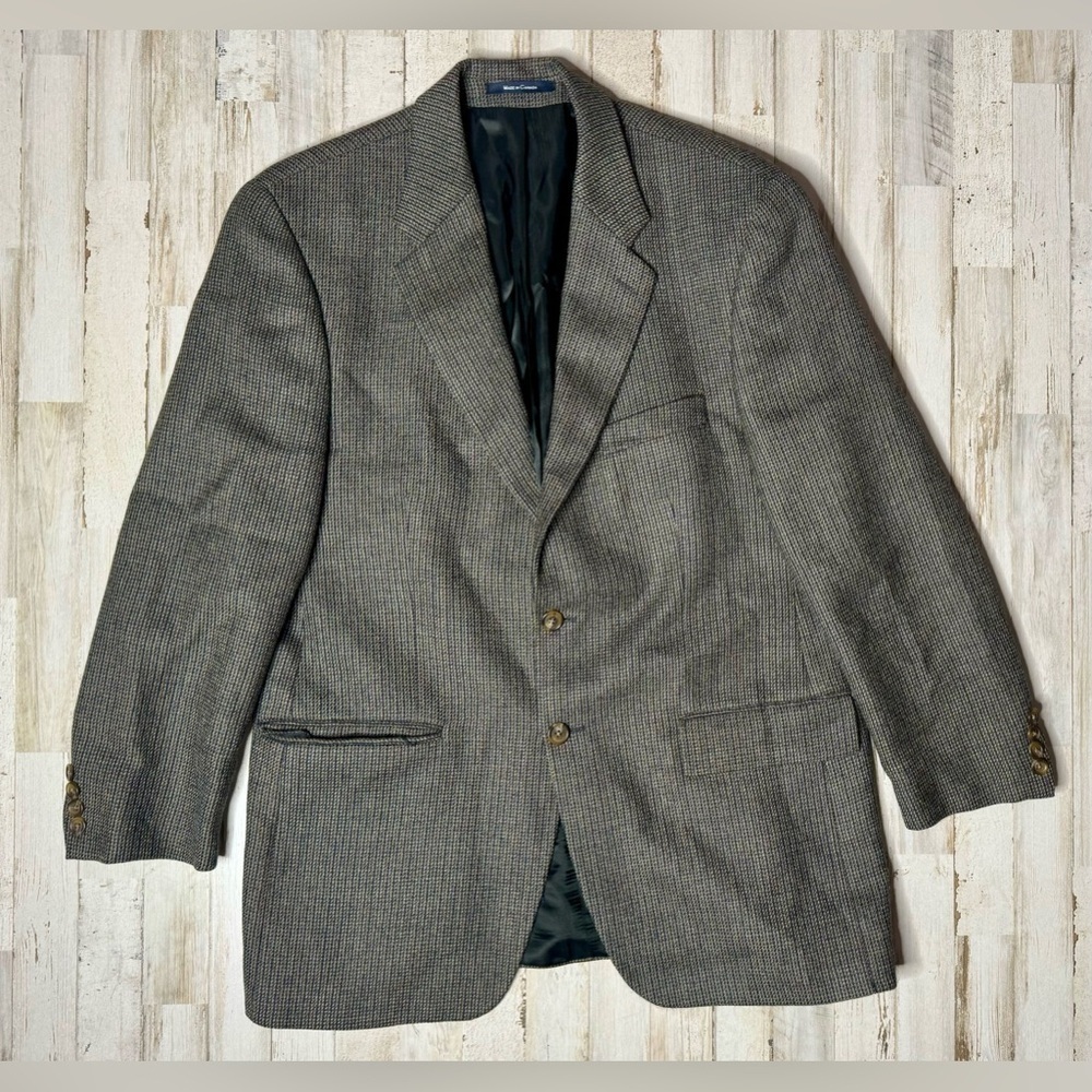 Vintage Ralph Ralph Lauren Blazer Jacket Men's 42R Gray Classic Houndstooth